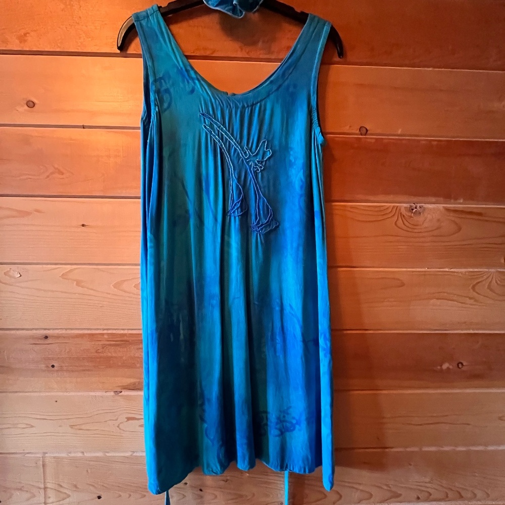 Tropical Tantrum small blue beaded summer dress
